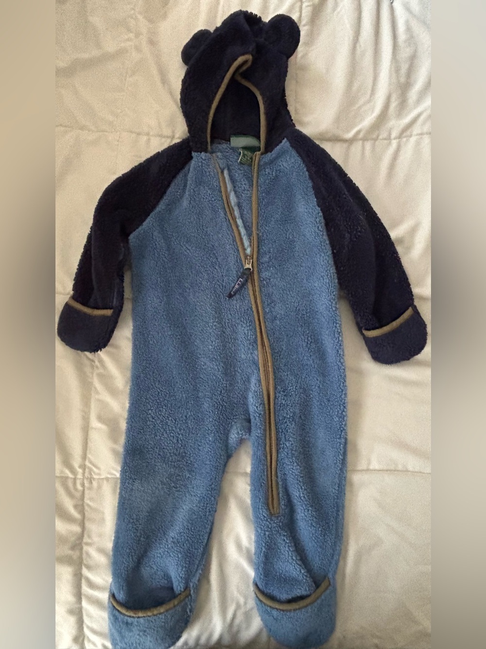 L.L. Bean Blue and Navy Baby Fleece Footie